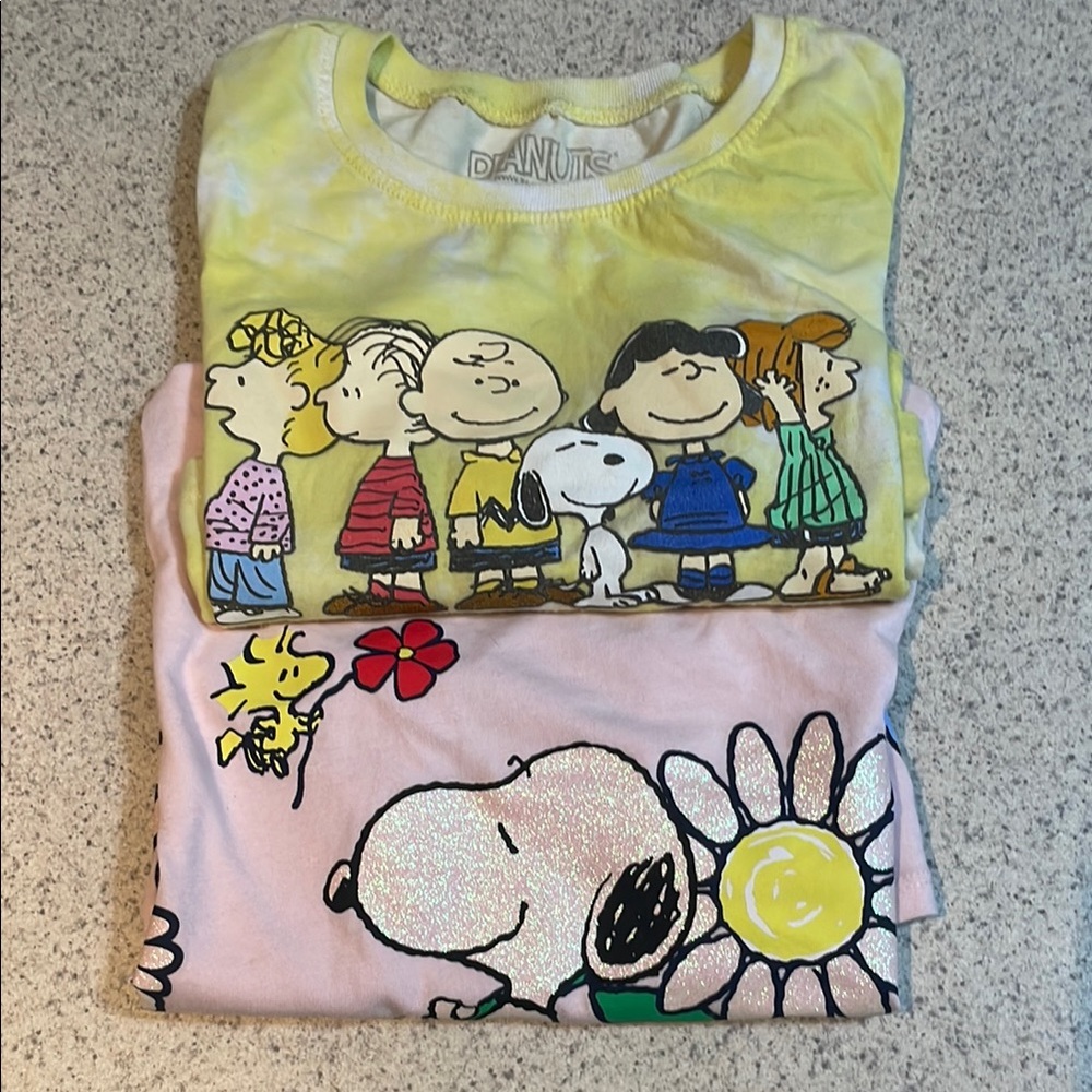 Peanuts Yellow and Pink Character T-Shirts